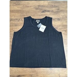 Vtg Bob Mackie Wearable Art Black 1X Knit Shell Sleeveless Tank Top Minimalist